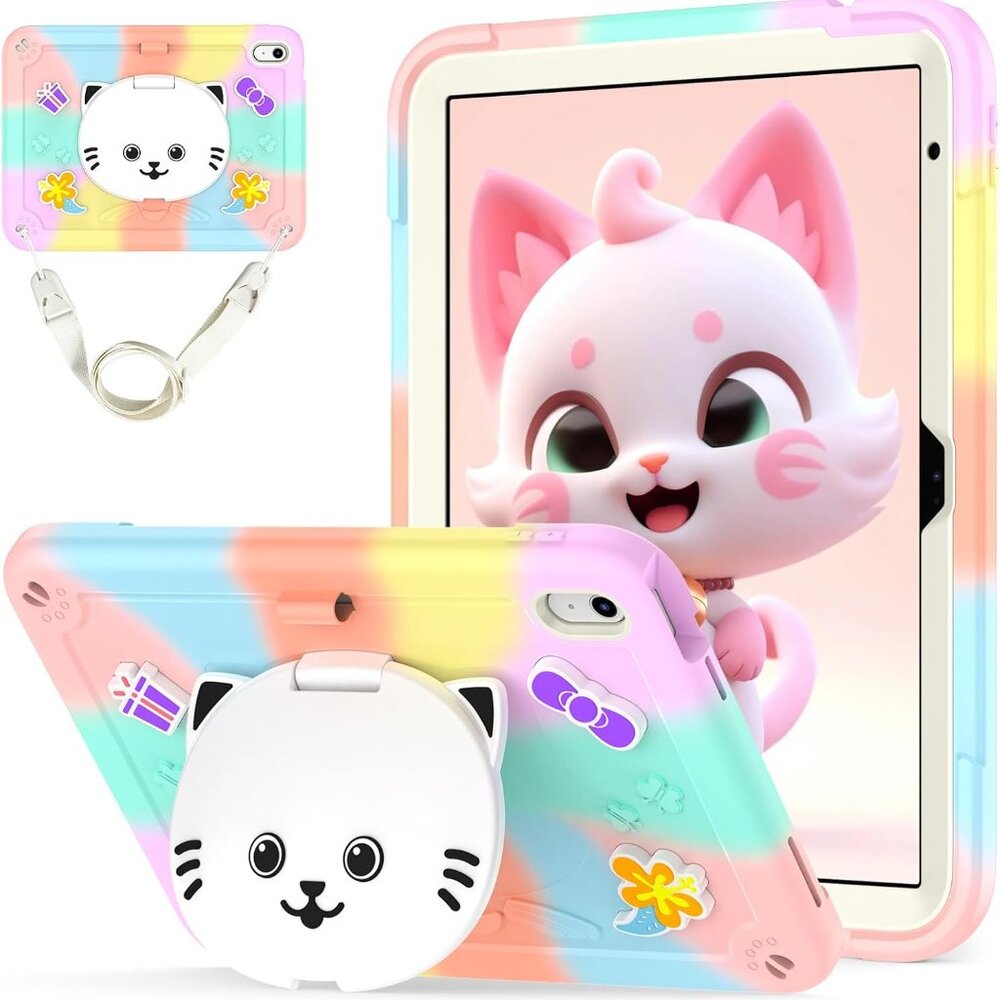 NEW IPad 11th Gen A16 11" 2025 Case Cat Stand Kawaii Shockproof Cover Pink Girls